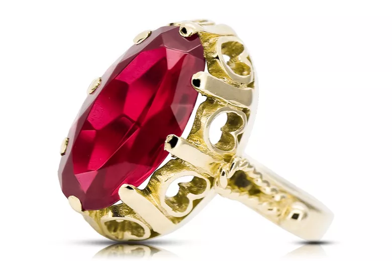 Or jaune 14 carats Rubis Anneau Vintage vrc134y